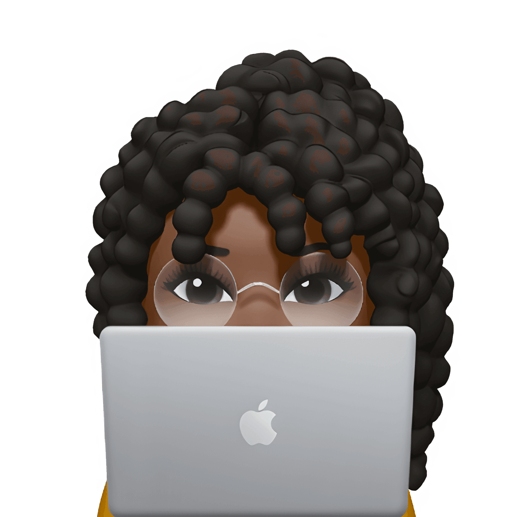 memoji of Shenita using a macbook